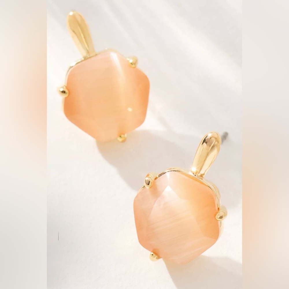 Anthropologie Hexagon Stone Post Earrings